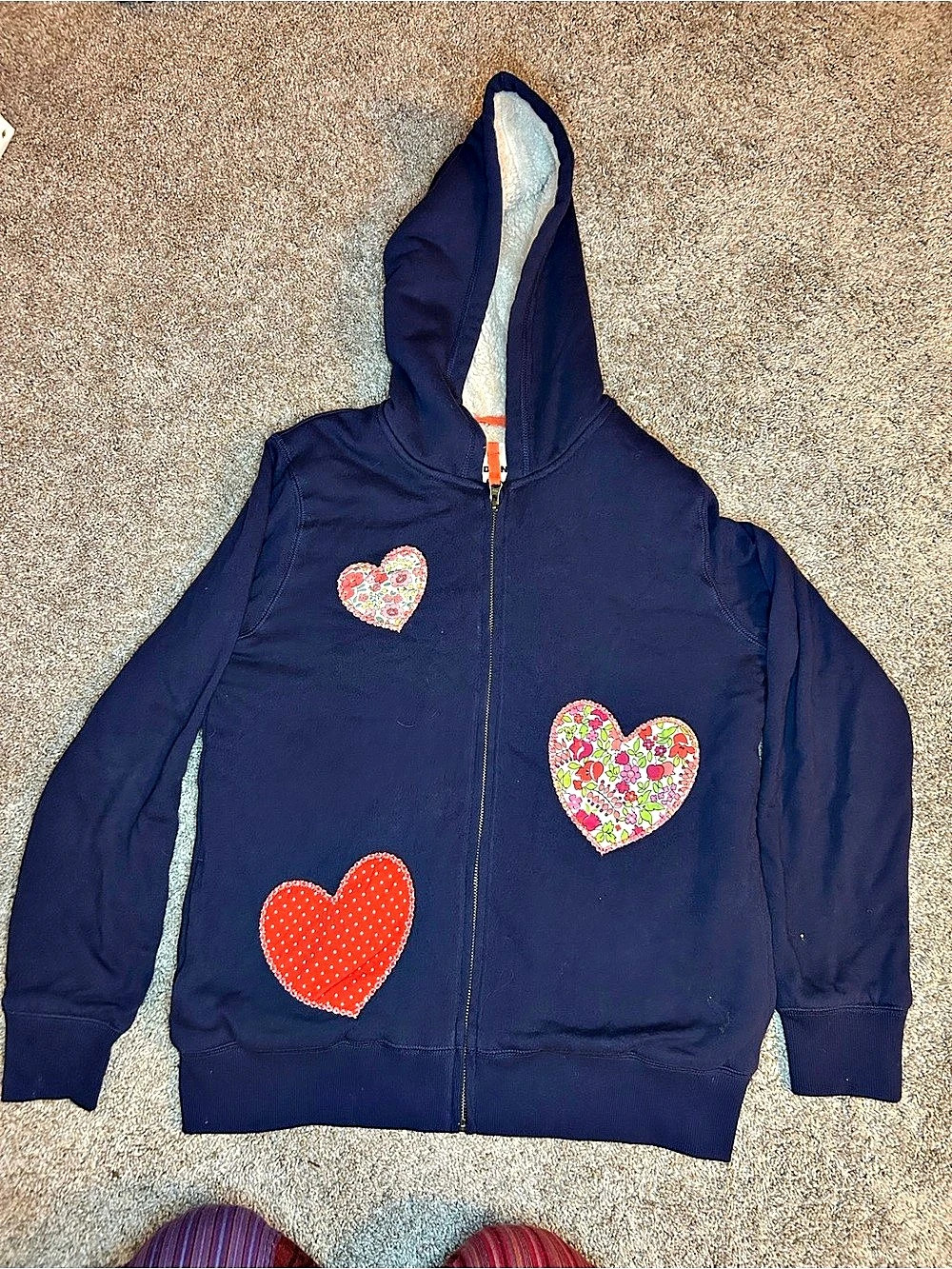 Mini Boden Reversible Borg Hoodie Girls Floral Jacket 13-14Y